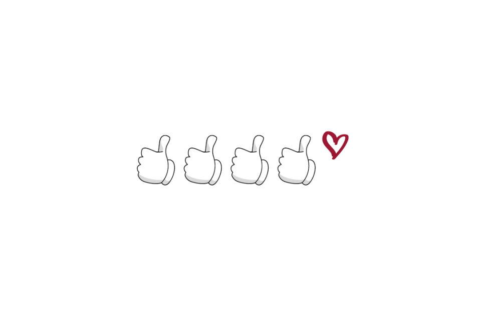4 Happy-Daumen & ein Herz